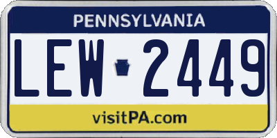 PA license plate LEW2449