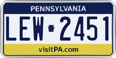 PA license plate LEW2451