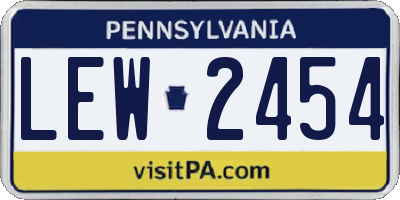 PA license plate LEW2454