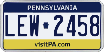 PA license plate LEW2458
