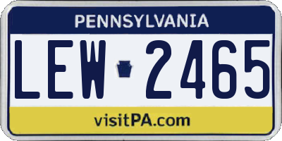 PA license plate LEW2465