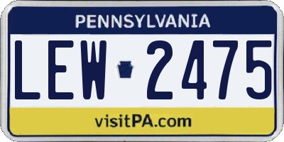 PA license plate LEW2475