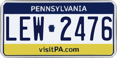 PA license plate LEW2476