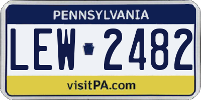 PA license plate LEW2482