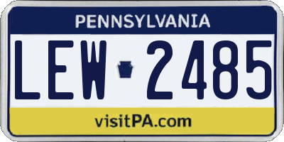PA license plate LEW2485