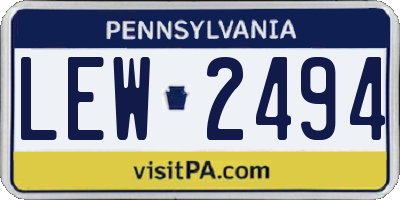 PA license plate LEW2494