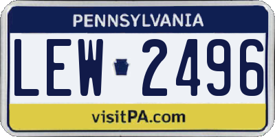 PA license plate LEW2496