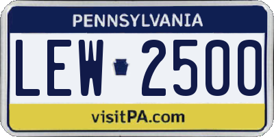 PA license plate LEW2500