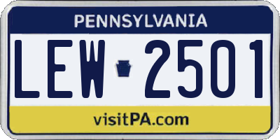 PA license plate LEW2501
