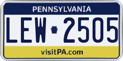 PA license plate LEW2505