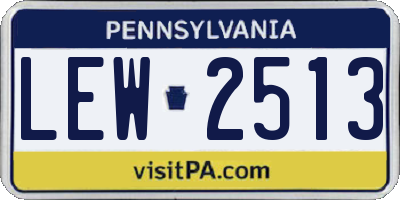 PA license plate LEW2513