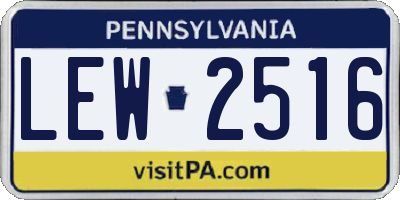 PA license plate LEW2516