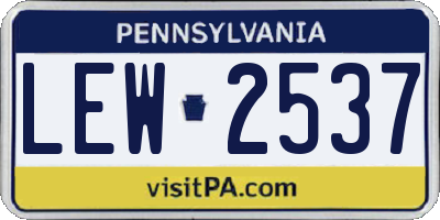 PA license plate LEW2537