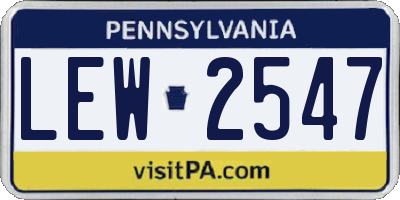 PA license plate LEW2547