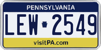 PA license plate LEW2549