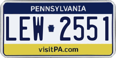 PA license plate LEW2551