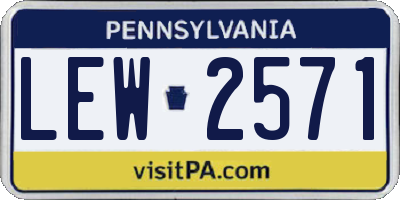 PA license plate LEW2571