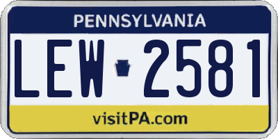 PA license plate LEW2581