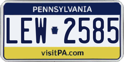 PA license plate LEW2585