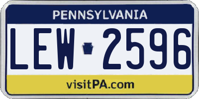 PA license plate LEW2596
