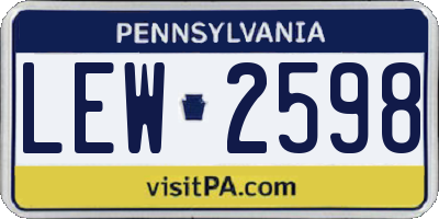 PA license plate LEW2598