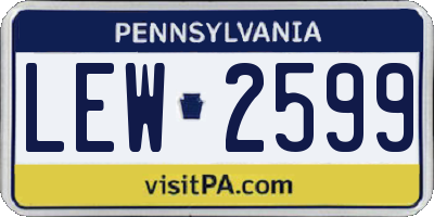PA license plate LEW2599