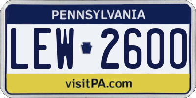 PA license plate LEW2600
