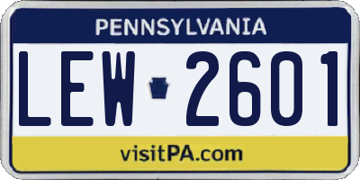 PA license plate LEW2601