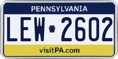 PA license plate LEW2602