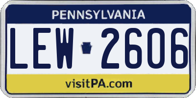 PA license plate LEW2606