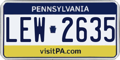 PA license plate LEW2635