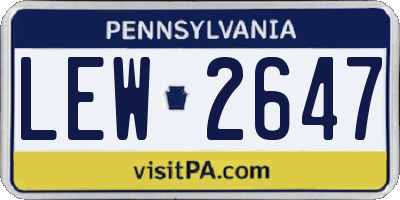 PA license plate LEW2647