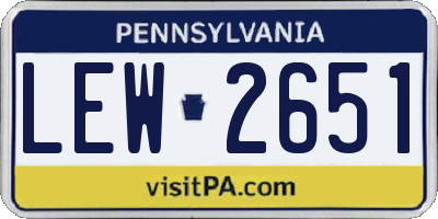 PA license plate LEW2651