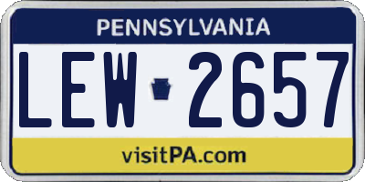 PA license plate LEW2657