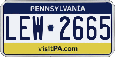 PA license plate LEW2665