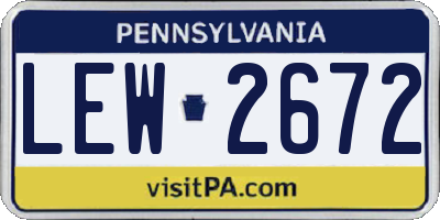 PA license plate LEW2672