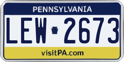PA license plate LEW2673