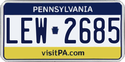 PA license plate LEW2685