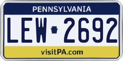 PA license plate LEW2692