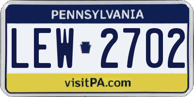 PA license plate LEW2702