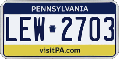 PA license plate LEW2703