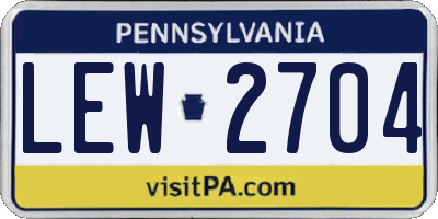 PA license plate LEW2704