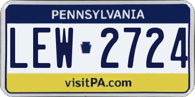 PA license plate LEW2724