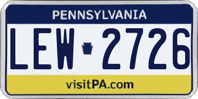 PA license plate LEW2726
