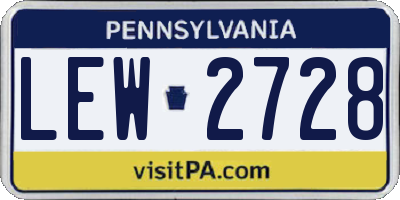 PA license plate LEW2728