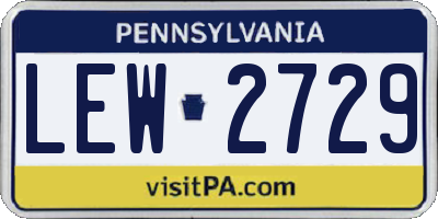 PA license plate LEW2729
