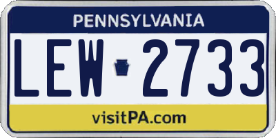 PA license plate LEW2733