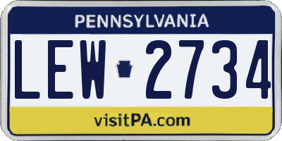 PA license plate LEW2734