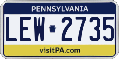 PA license plate LEW2735