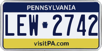 PA license plate LEW2742
